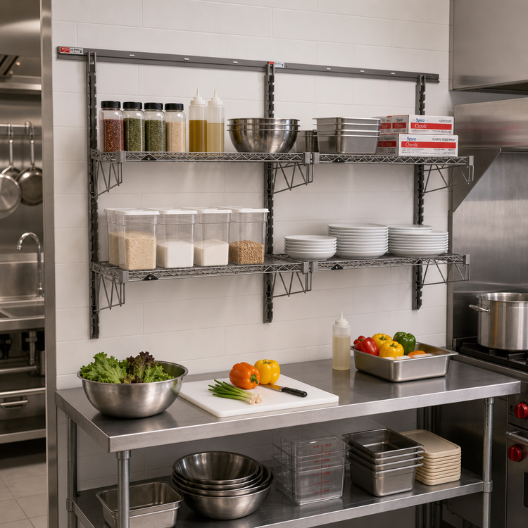 Product image #2 for Metro SmartWall Double-Wide Two-Tier Wall-Mounted Shelving Starter Kit