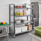 Thumbnail image #2 for Cambro Camshelving® Elements EXU245464V4480 Stationary Polymer Shelving Unit, 4-Tier, Vented, 54"W x 24"D x 64"H, Speckled Gray