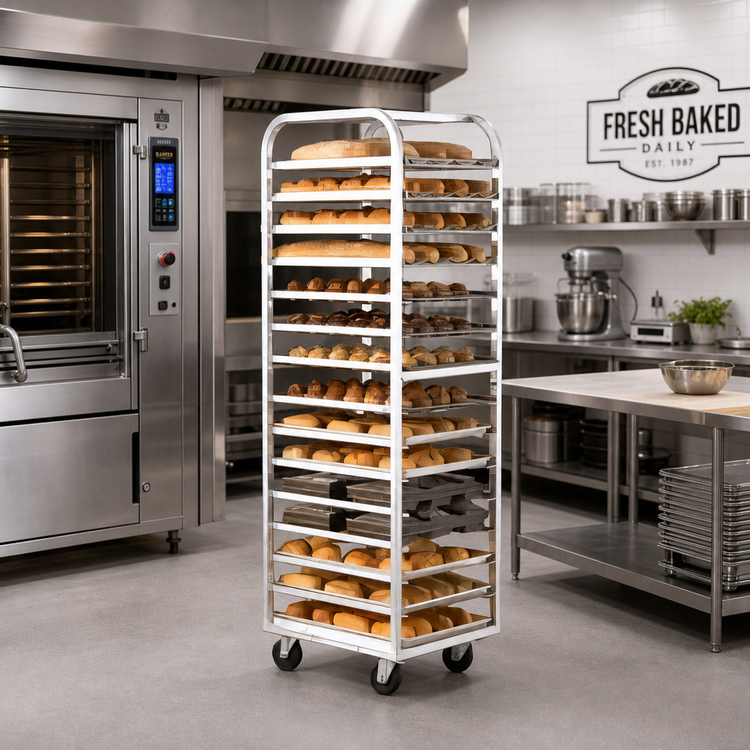 Product image #2 for Aluminum Roll-In Oven Rack with A-Style Lift, Single End Load, 18-Pan Capacity