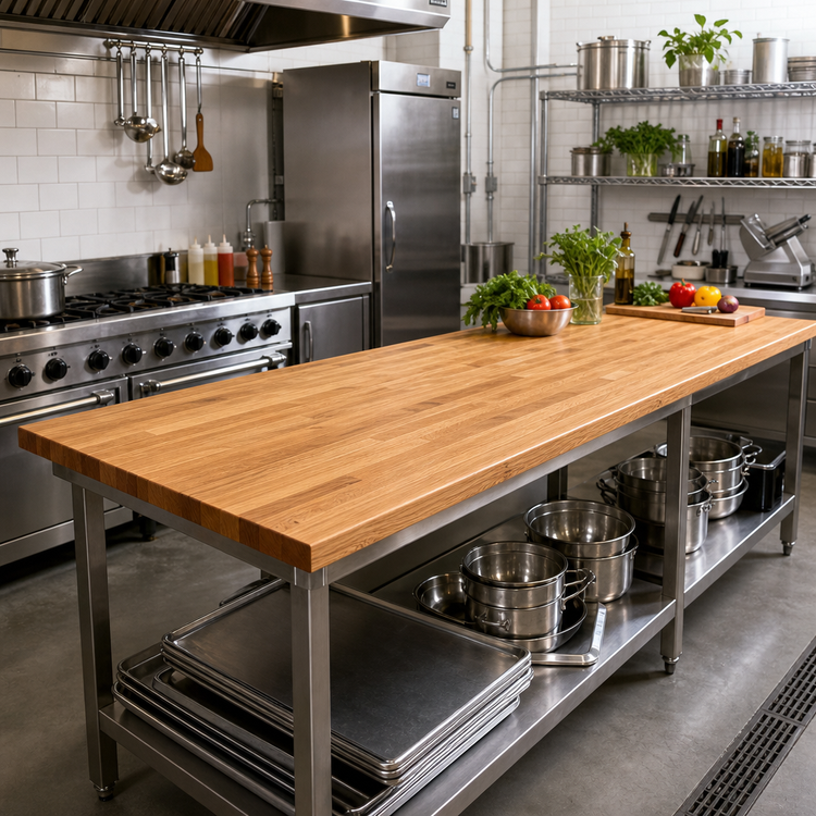 Product image #2 for John Boos Appalachian Red Oak Blended Rail Edge Grain Kitchen Countertop, 144 x 25 x 1-1/2 Inch