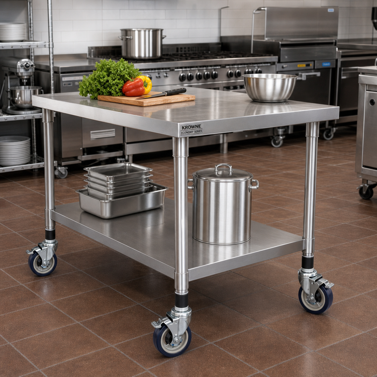 Product image #2 for Krowne Economy Series 5-Inch Swivel Stem Work Table Caster Set with Brake, 200 lb Capacity