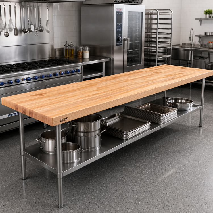 Product image #2 for John Boos 156" x 30" x 2-1/4" Edge Grain Flat Top Northern Hard Rock Maple Work Table Top