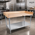 Thumbnail image #2 for John Boos DNS15 72-Inch x 36-Inch Wood Top Bakers' Work Table with 1-3/4-Inch Maple Top and Galvanized Undershelf