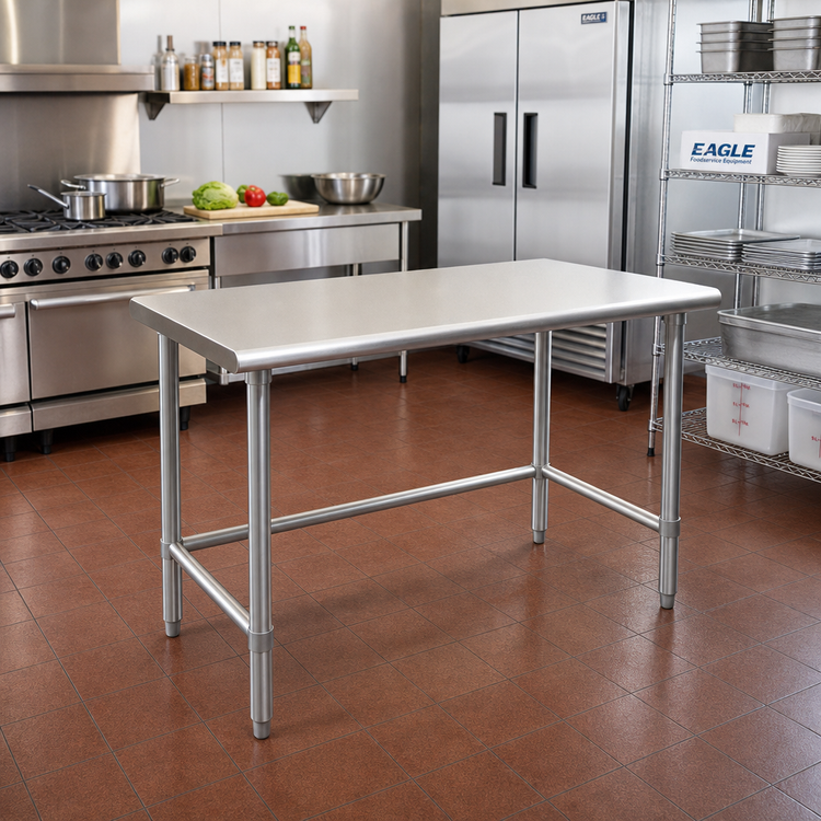 Product image #2 for Eagle Budget Series 48" x 24" 430 Stainless Steel Flat Top Work Table with Stainless Steel Tubular Base