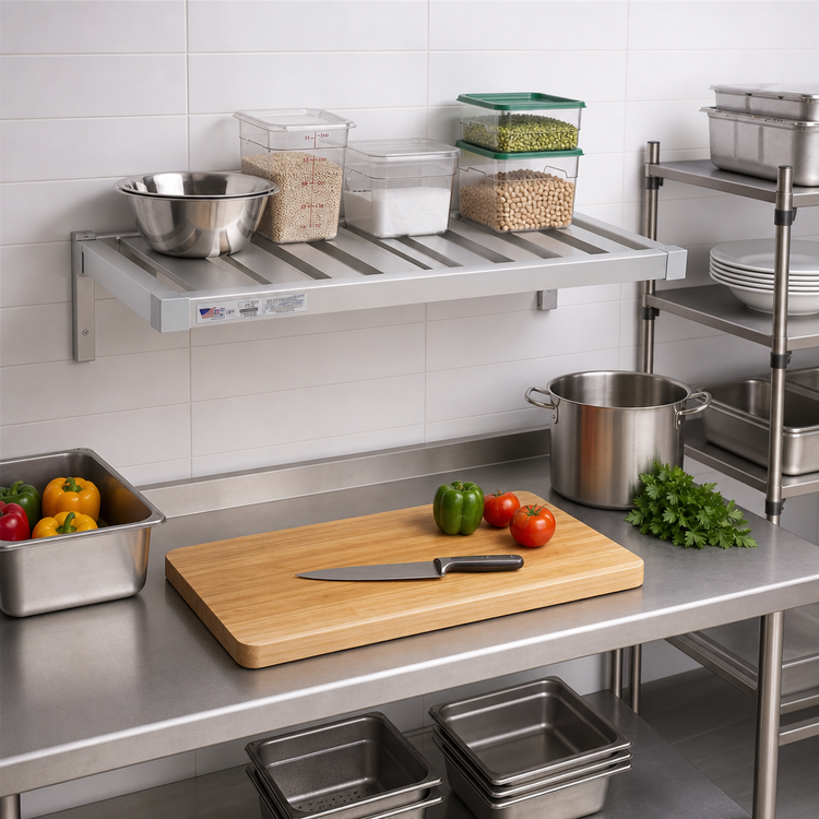 Product image #3 for New Age Adjust-A-Shelf T-Bar Wall-Mounted Aluminum Shelf, 30"W x 18"D, 1500 Lb. Capacity