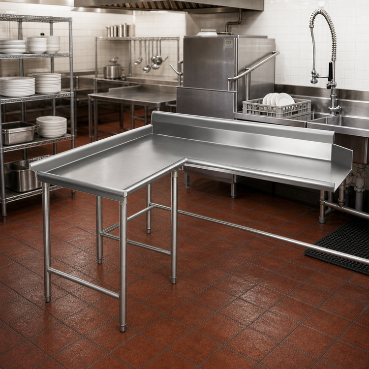 Product image #2 for Eagle Group Island-Design Clean Dish Table, 60-Inch Length, 30-Inch Working Depth, 16-Gauge 430 Stainless Steel