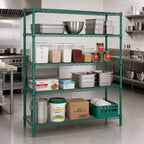 Thumbnail image #2 for Quantum WR86-3072P Stationary Wire Shelving Starter Kit, 72"W x 30"D x 86"H, 4 Shelves, 4 Posts, Green Epoxy Finish