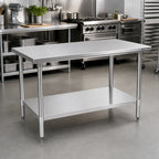 Thumbnail image #2 for Eagle Group Budget Series T2460B 60 x 24 Inch Flat Top Work Table with 430 Stainless Steel Top and Adjustable Galvanized Undershelf