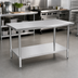 Thumbnail image #2 for Eagle Group Budget Series 60 Inch x 24 Inch Flat Top Work Table with 430 Stainless Steel Top and Adjustable Undershelf