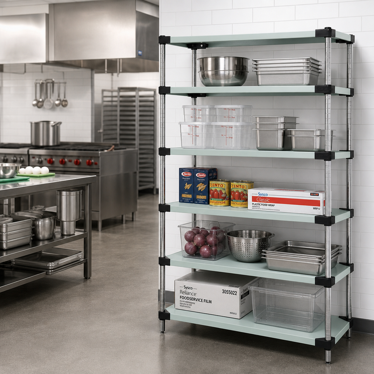 Product image #2 for Quantum 72"W x 24"D x 86"H 5-Shelf Solid Shelving Starter Kit, 304 Stainless Steel