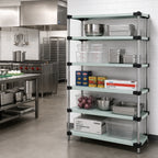 Thumbnail image #2 for Quantum WRS5-86-2472SS Solid Stainless Steel Shelving Starter Kit, 72"W x 24"D x 86"H, 5 Shelves, 4 Posts