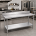 Thumbnail image #2 for Advance Tabco KMG-249 108-Inch x 24-Inch 304 Stainless Steel Work Table with 5-Inch Backsplash and Galvanized Undershelf
