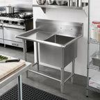Thumbnail image #2 for John Boos Pro-Bowl 1PB1824-1D18L Freestanding 1-Compartment Stainless Steel Sink with Left Drainboard, 16-Gauge, 12-Inch Deep Bowl