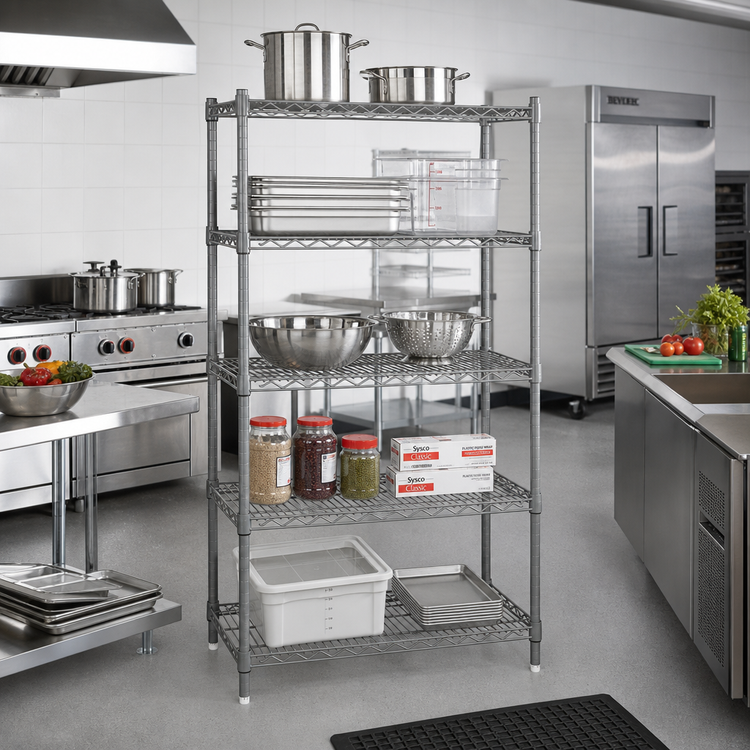 Product image #2 for Eagle Group Valu-Master 5-Tier Wire Shelving Starter Unit, 24 x 18 x 74 Inches, Pewter Gray Epoxy Finish