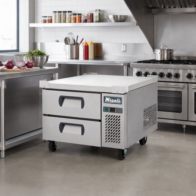 Product image #2 for Refrigerated Chef Base Equipment Stand with 2 Drawers, Self-Contained Side-Mounted Refrigeration