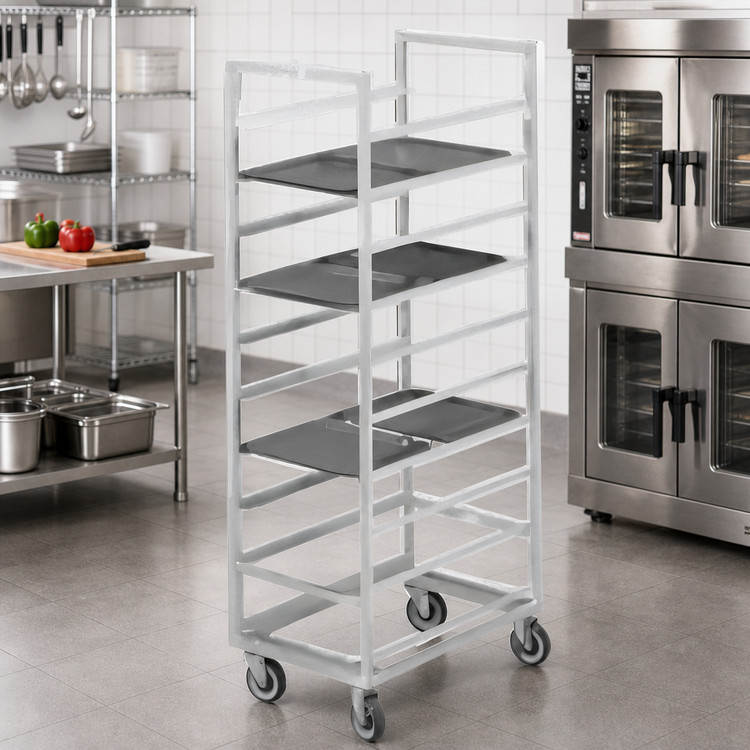 Product image #2 for Channel Manufacturing 447A Single-Section Aluminum Cafeteria Tray Rack, End Load, 24-Tray Capacity