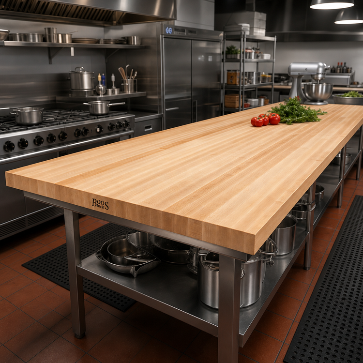 Product image #2 for John Boos Boos Block 144-Inch x 30-Inch Kitchen Countertop, 1-1/2-Inch Thick, Edge Grain Northern Hard Rock Maple, Oil Finish