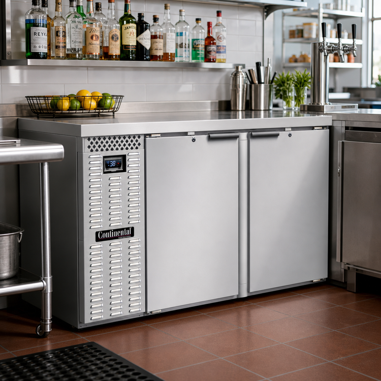 Product image #2 for Continental Refrigerator BB59NSS 59" Two-Door Solid Top Back Bar Cooler