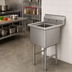 Thumbnail image #2 for Advance Tabco 1-Compartment Fabricated Stainless Steel Sink with 18 x 18 x 14 Inch Bowl, Tile Edge Splash, Legs, and No Drainboards