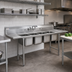 Thumbnail image #2 for Eagle Group 314 Series Four-Compartment Coved Corner Sink, 20 x 16 Inch Bowls, 304 Stainless Steel, No Drainboards
