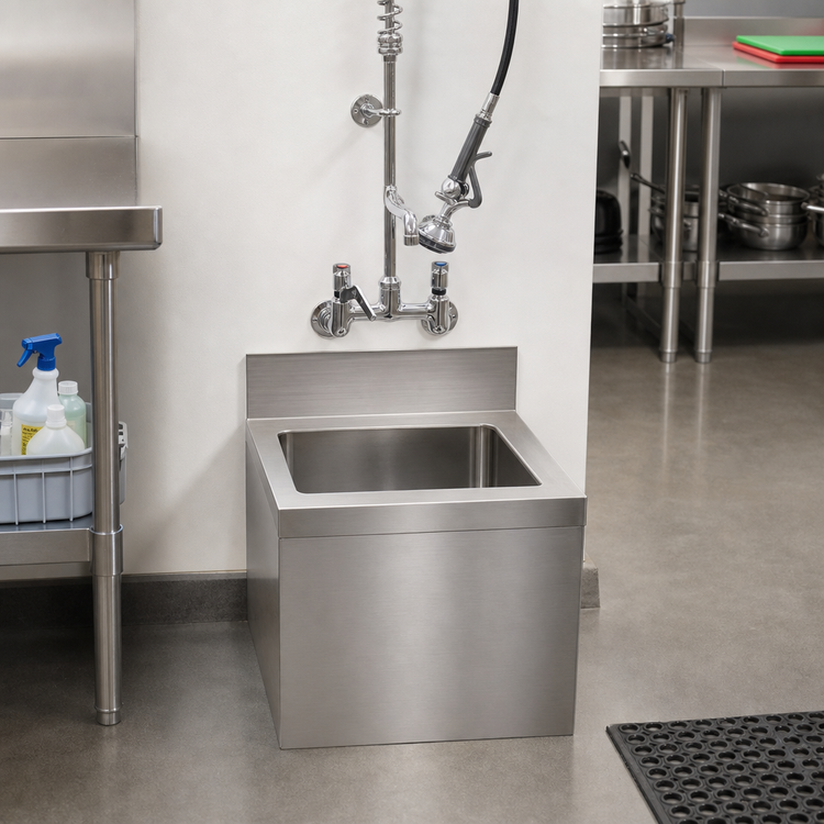 Product image #2 for Advance Tabco Special Value Series Floor-Mounted Stainless Steel Mop Sink with 20 x 16 x 12-Inch Bowl