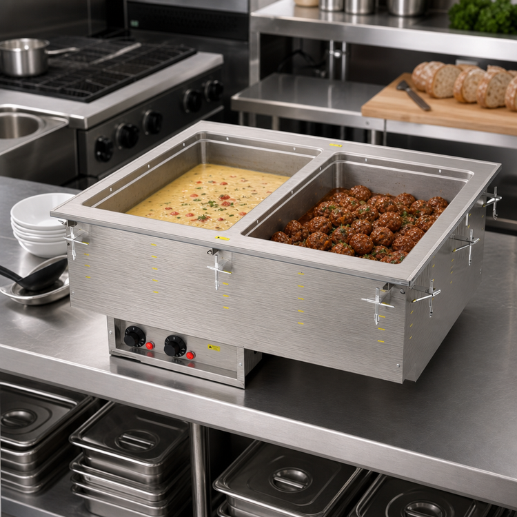 Product image #2 for Vollrath Two-Well Drop-In Electric Hot Food Well, Wet Operation, Individual Infinite Controls, 12 x 20-Inch Pans