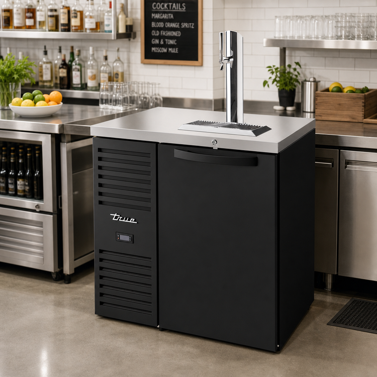 Product image #2 for True Premier Bar 32-Inch One-Section Refrigerated Draft Bar Cooler with Left-Side Self-Contained Refrigeration