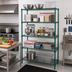 Thumbnail image #2 for Quantum Stationary Wire Shelving Starter Kit, 54 in. W x 18 in. D x 54 in. H, 5 Shelves, Green Epoxy