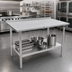 Thumbnail image #2 for John Boos Stallion 120-Inch x 30-Inch 16-Gauge Stainless Steel Work Table with 1-1/2-Inch Rear Up-Turn and Undershelf