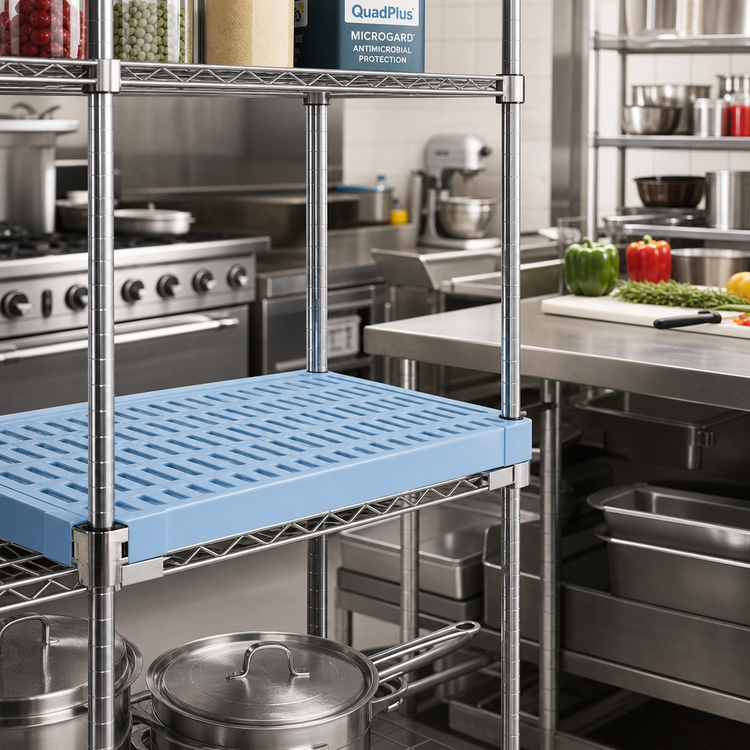 Product image #2 for QuadPlus Solid Blue Polymer Shelf Mat, 48 x 24 Inches, with Microgard Antimicrobial Protection