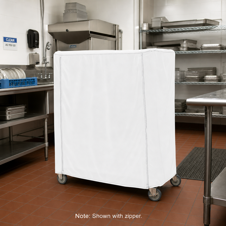 Product image #2 for Metro Queen Mary & Banquet Cart Cover, 48 x 21 x 62 Inch, White Knitted Polyester with Velcro Fastener