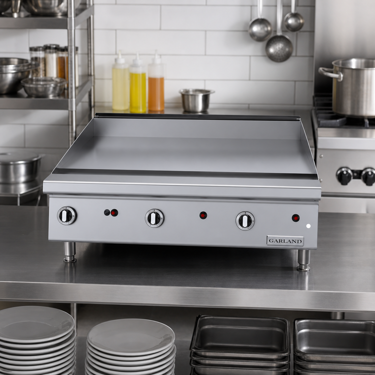 Product image #2 for Garland Heavy-Duty 36-Inch Countertop Gas Griddle with Manual Hi-Lo Controls, 1-Inch Smooth Steel Plate