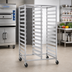 Thumbnail image #2 for Double-Compartment Mobile Tray Rack for 18 x 26 Inch Trays, Front Loading, 48-Tray Capacity, Open Frame, Stainless Steel