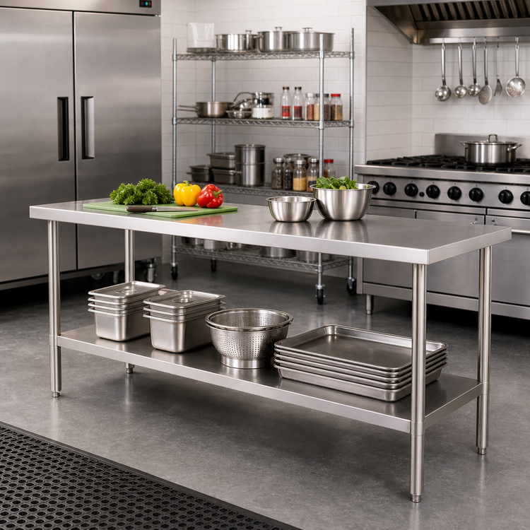 Product image #2 for Heavy Duty Stainless Steel Work Table with Undershelf, 84 Inch W x 24 Inch D x 36 Inch H