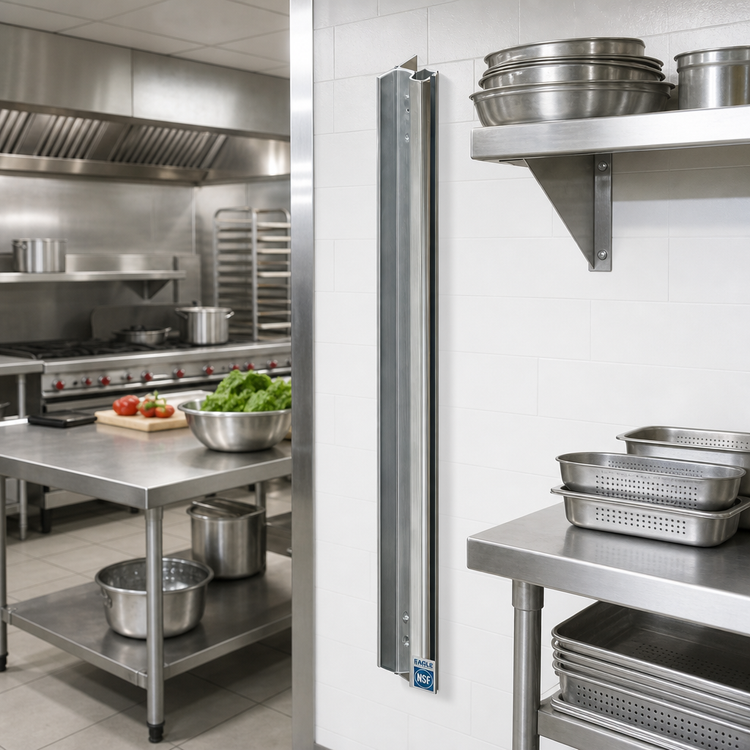 Product image #2 for Eagle Group NSF Stainless Steel Wall-Mounted Cantilever Shelving Standard Upright, 24 Inch Height