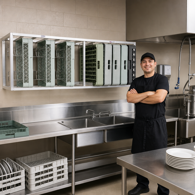 Product image #2 for New Age Full-Size Wall-Mount Aluminum Dish Rack Holder, 13-Rack Capacity