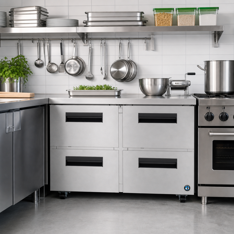 Product image #2 for Steelheart 48-Inch Two-Section Undercounter Freezer with 4 Stainless Steel Drawers