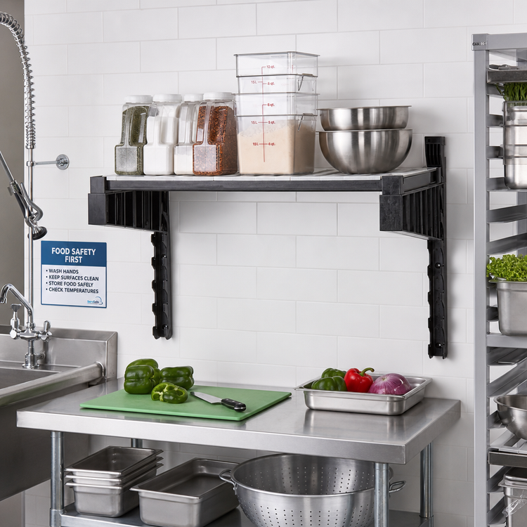 Product image #2 for Cambro Camshelving Elevation Series 21 x 48 Wall-Mounted Vented Shelf Kit with 15" Uprights