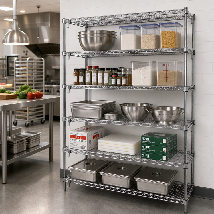 Product image #2 for Metro Super Erecta Super Adjustable Add-On Wire Shelving Unit, 36 x 24 x 74 Inches, 5 Shelves, Chrome Plated