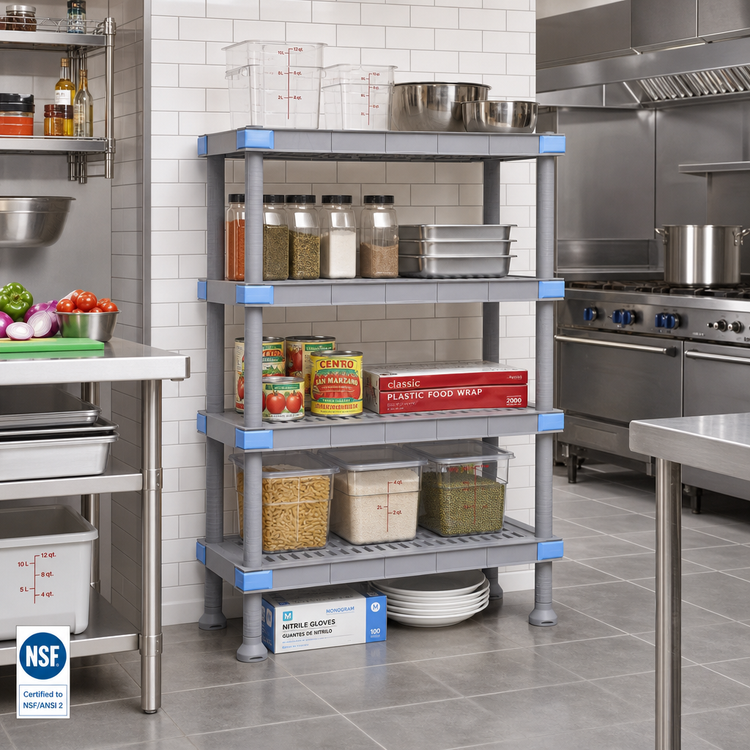 Product image #2 for Millenia 5-Shelf Stationary Polymer Starter Shelving Unit, 42 x 18 x 50 Inches, Gray