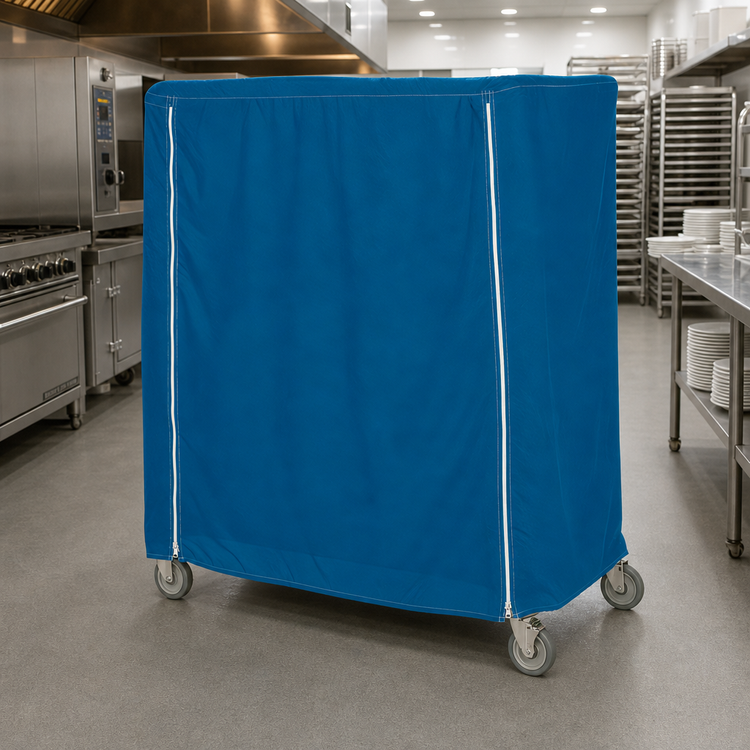 Product image #2 for Metro Mariner Blue Waterproof Vinyl-Nylon Banquet Cart Cover for 48 x 24 x 74 Inch Carts