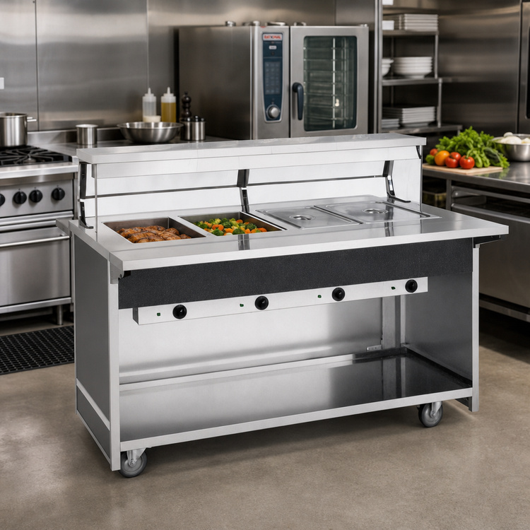 Product image #2 for Atlas Metal BLH-2 Mobile Electric Hot Food Serving Counter with (2) Full-Size Wells