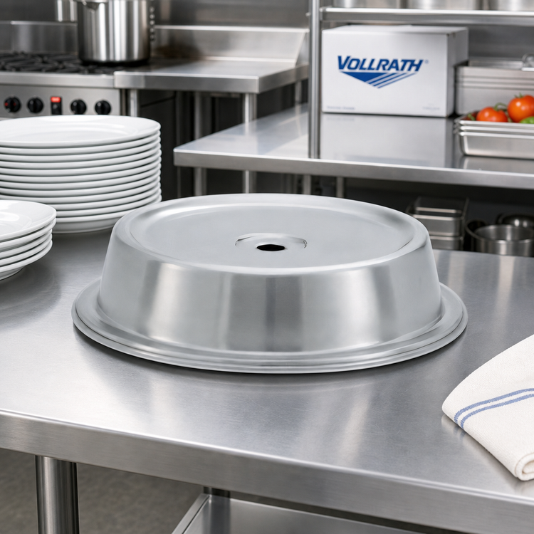 Product image #2 for Vollrath Stainless Steel Satin Finish Round Plate Cover for 12 11/16 to 12 3/4 Inch Plates