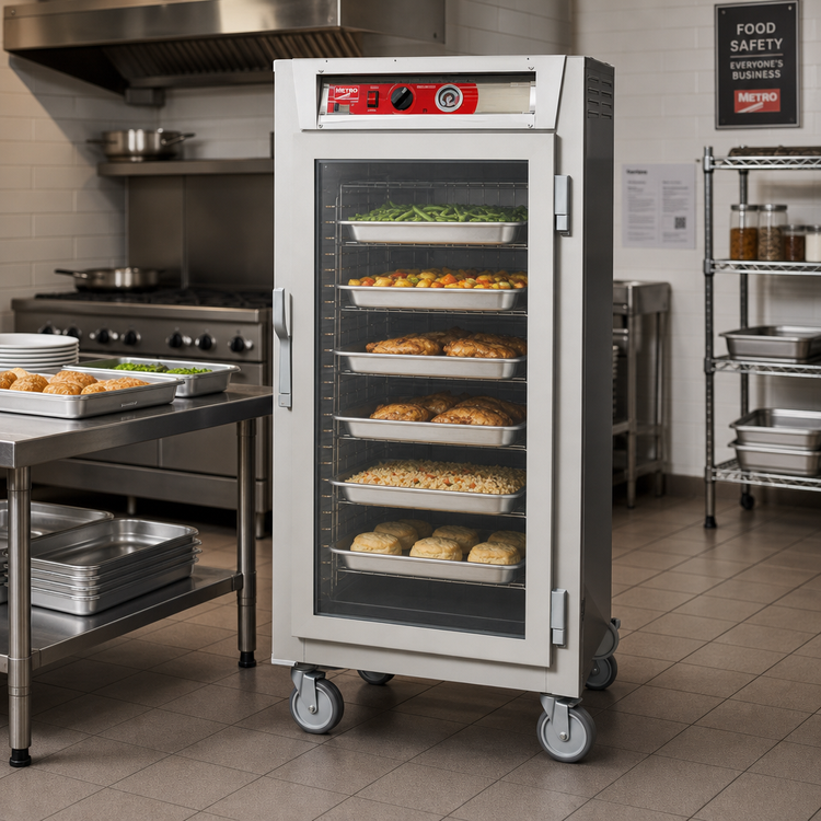 Product image #2 for Metro C5 6 Series 3/4 Height Mobile Heated Holding Cabinet with Clear Glass Doors and Universal Wire Slides