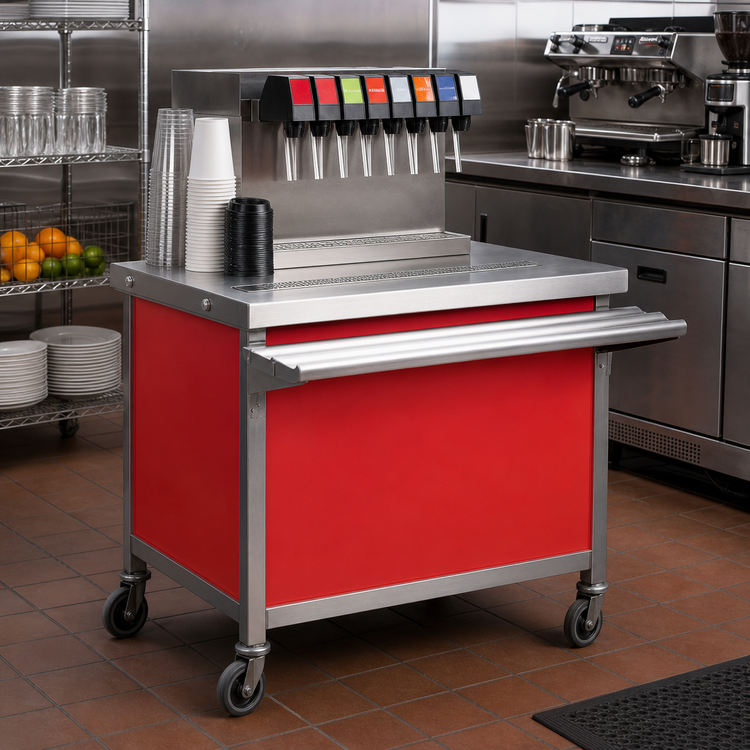 Product image #2 for Director's Choice Mobile Beverage Counter with Full-Length Drip Trough, 36 x 30 x 34 Inches