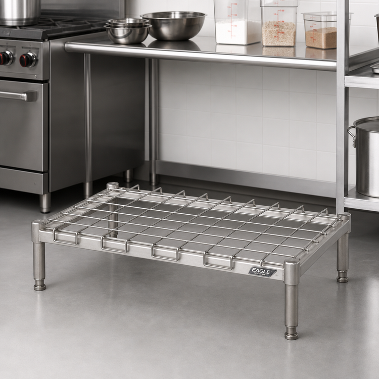 Product image #2 for Eagle Group Stainless Steel Dunnage Shelf with Removable Wire Mat, 48" W x 24" D