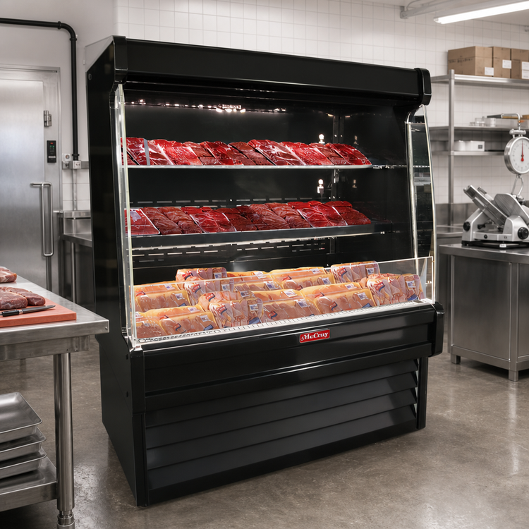 Product image #2 for Howard-McCray 35E Series Packaged Meats Open Merchandiser, 75 Inch Wide Low-Profile Self-Contained Vertical Case