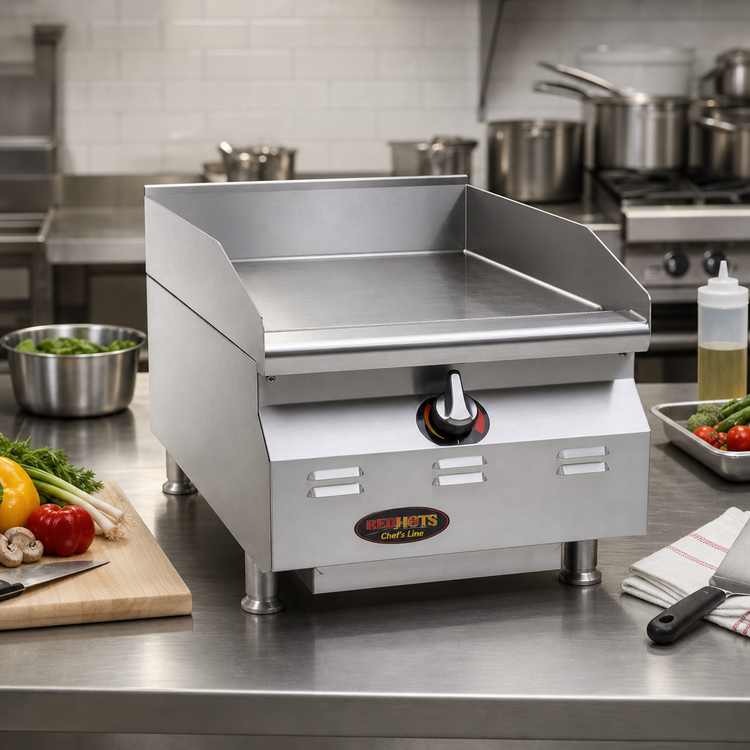 Product image #2 for RedHots Chef's Line 15-Inch Countertop Natural Gas Griddle with 3/4-Inch Smooth Steel Plate