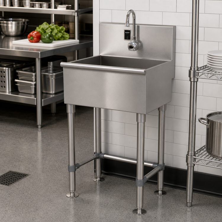 Product image #2 for Advance Tabco Freestanding 304 Stainless Steel Service Sink with Electronic Faucet, 31 x 16-Inch Bowl