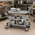 Thumbnail image #2 for Quantum 42 Inch x 18 Inch x 37-1/2 Inch 3-Shelf 304 Stainless Steel Utility Bus Cart